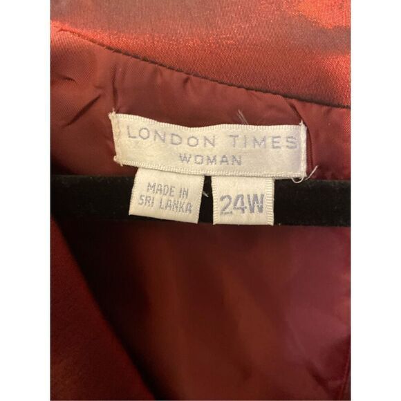 ￼ London times plus size women’s burgundy midi taffeta dress size 24W - Picture 5 of 5